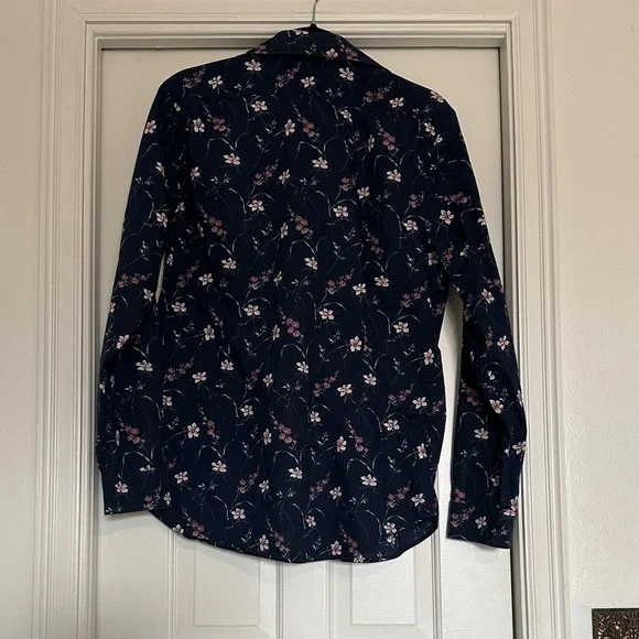 Express Navy Floral Button-Up Shirt - Picture 3 of 4